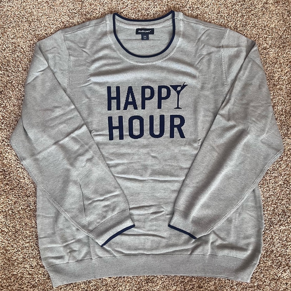 Like New Studio Park Gray Knit Happy Hour Sweater‎